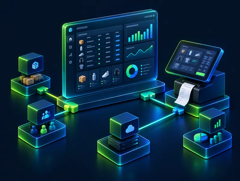 Panel de sistema con inventario y punto de venta